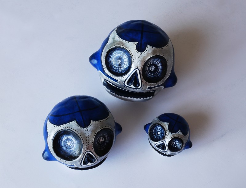 trio blue demon skulls